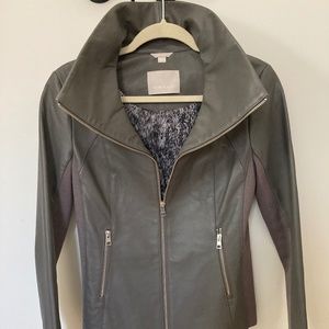 Soia and Kyo Taupe/Dark Grey Women's Leather Jacket Small